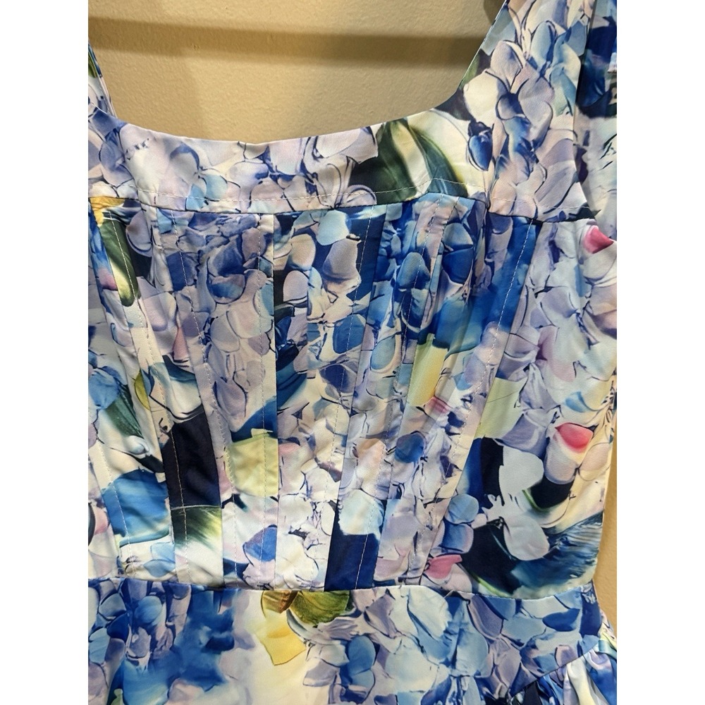 Floral Blue Maxi Dress with Tie Straps - Picture 8 of 15